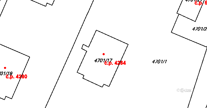Chomutov 4284 na parcele st. 4701/17 v KÚ Chomutov I, Katastrální mapa