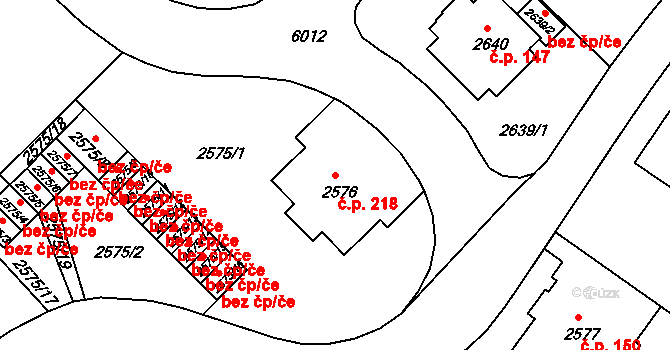 Liberec V-Kristiánov 218, Liberec na parcele st. 2576 v KÚ Liberec, Katastrální mapa