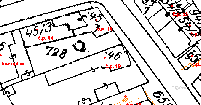 Končice 19, Žiželice na parcele st. 46 v KÚ Končice, Katastrální mapa