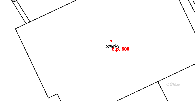 Malá Strana 500, Týn nad Vltavou na parcele st. 2390/1 v KÚ Týn nad Vltavou, Katastrální mapa