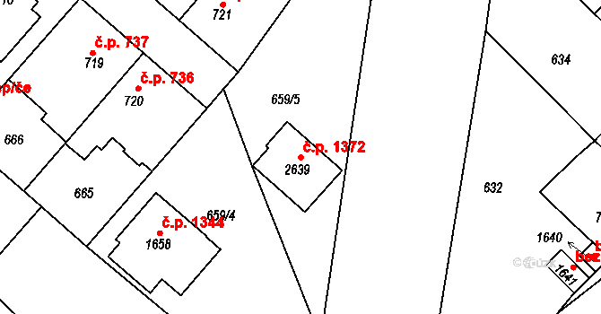 Neratovice 1372 na parcele st. 2639 v KÚ Neratovice, Katastrální mapa