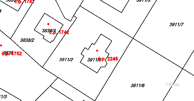 Zábřeh 2248 na parcele st. 3911/5 v KÚ Zábřeh na Moravě, Katastrální mapa