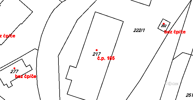 Čistá v Krkonoších 185, Černý Důl na parcele st. 217 v KÚ Čistá v Krkonoších, Katastrální mapa