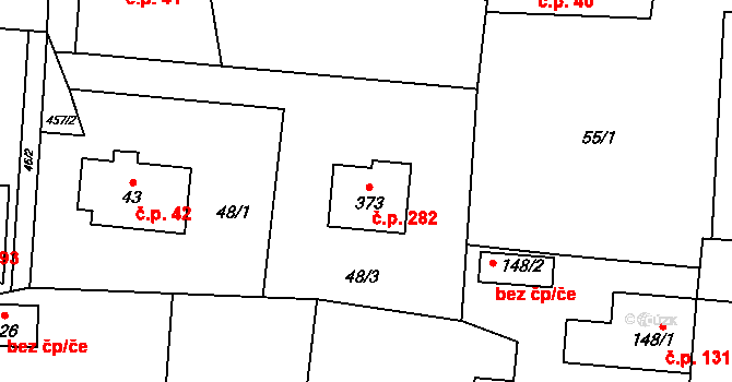 Žilina 282 na parcele st. 373 v KÚ Žilina, Katastrální mapa