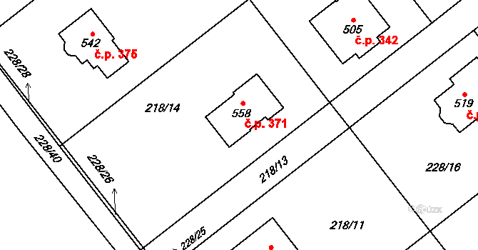 Horní Datyně 371, Vratimov na parcele st. 558 v KÚ Horní Datyně, Katastrální mapa