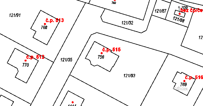 Staňkov II 515, Staňkov na parcele st. 756 v KÚ Staňkov-ves, Katastrální mapa
