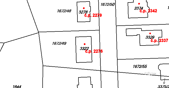 Brandýs nad Labem 2276, Brandýs nad Labem-Stará Boleslav na parcele st. 3322 v KÚ Brandýs nad Labem, Katastrální mapa