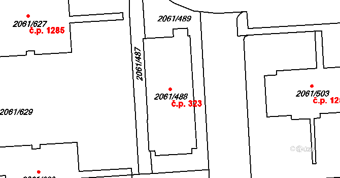 České Budějovice 2 323, České Budějovice na parcele st. 2061/488 v KÚ České Budějovice 2, Katastrální mapa