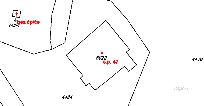 Prosetín 47 na parcele st. 5022 v KÚ Prosetín u Bystřice nad Pernštejnem, Katastrální mapa