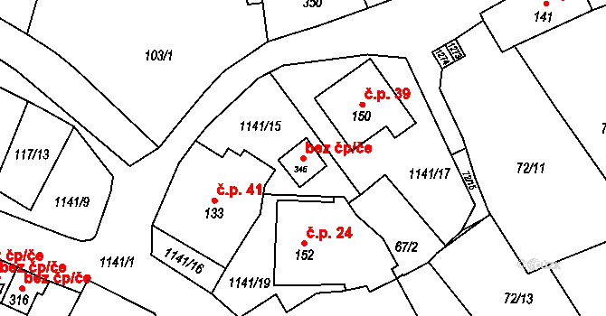 Rožmberk nad Vltavou 42032148 na parcele st. 346 v KÚ Rožmberk nad Vltavou, Katastrální mapa