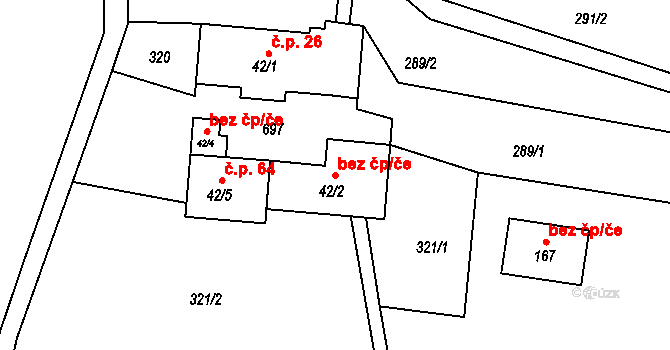 Vacov 43137148 na parcele st. 42/2 v KÚ Benešova Hora, Katastrální mapa