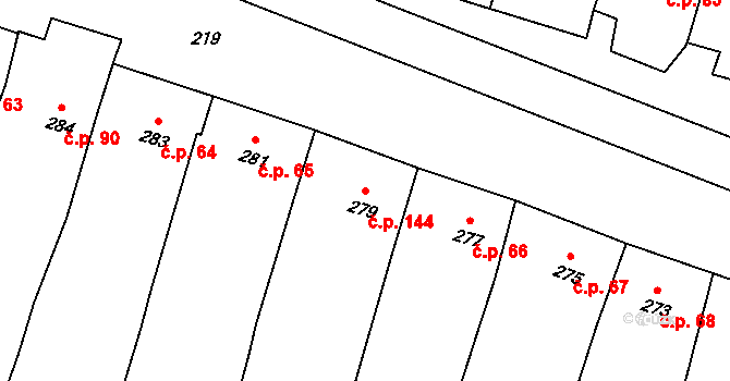 Kobeřice u Brna 144 na parcele st. 279 v KÚ Kobeřice u Brna, Katastrální mapa