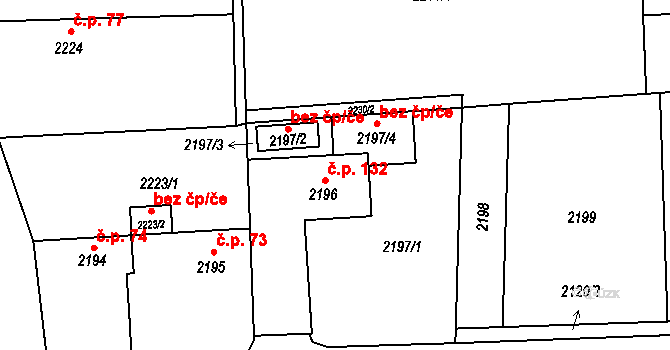 Borová 132, Bolatice na parcele st. 2196 v KÚ Bolatice, Katastrální mapa