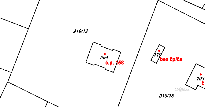 Bolina 158, Vlašim na parcele st. 254 v KÚ Bolina, Katastrální mapa