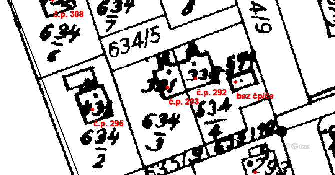 Hrochův Týnec 293 na parcele st. 331 v KÚ Hrochův Týnec, Katastrální mapa