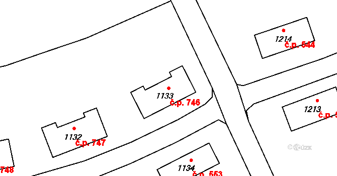 Horní Suchá 746 na parcele st. 1133 v KÚ Horní Suchá, Katastrální mapa