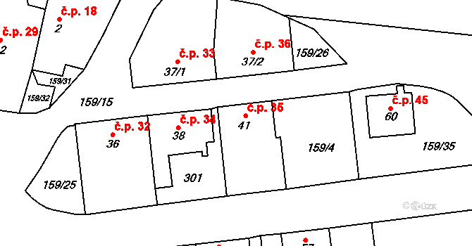 Sedlec 35, Žebrák na parcele st. 41 v KÚ Sedlec u Žebráku, Katastrální mapa