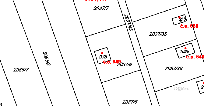 Černovice 649 na parcele st. 978 v KÚ Černovice u Tábora, Katastrální mapa