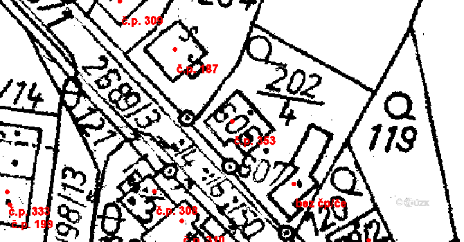 Lukavec 353 na parcele st. 606 v KÚ Lukavec u Pacova, Katastrální mapa