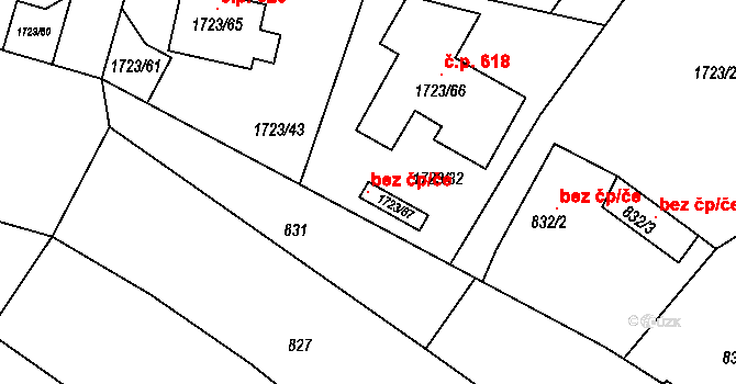 Hostomice 106285149 na parcele st. 1723/67 v KÚ Hostomice pod Brdy, Katastrální mapa