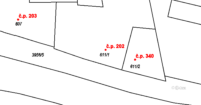 Lipník nad Bečvou I-Město 202, Lipník nad Bečvou na parcele st. 611/1 v KÚ Lipník nad Bečvou, Katastrální mapa