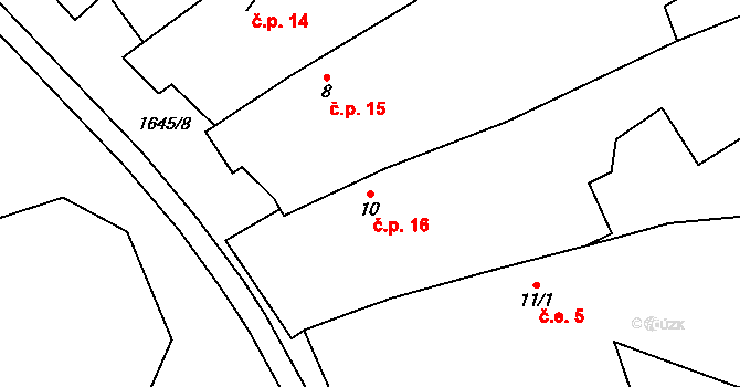 Kojšovice 16, Toužim na parcele st. 10 v KÚ Kojšovice, Katastrální mapa