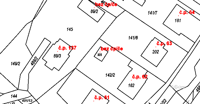 Sebranice 121067149 na parcele st. 303 v KÚ Sebranice u Litomyšle, Katastrální mapa