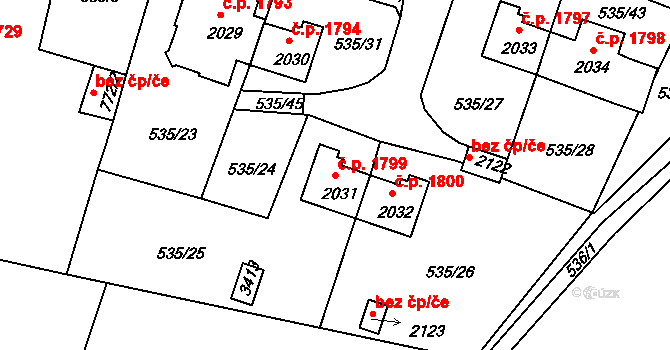 Nymburk 1799 na parcele st. 2031 v KÚ Nymburk, Katastrální mapa