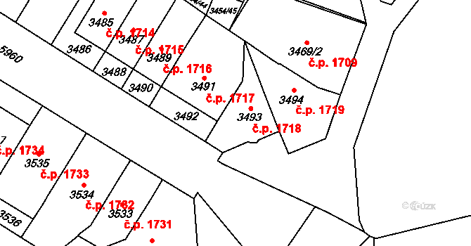 Jihlava 1718 na parcele st. 3493 v KÚ Jihlava, Katastrální mapa