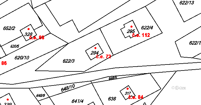 Tyra 72, Třinec na parcele st. 294 v KÚ Tyra, Katastrální mapa