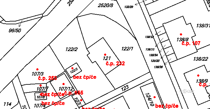 Třeboň II 232, Třeboň na parcele st. 121 v KÚ Třeboň, Katastrální mapa