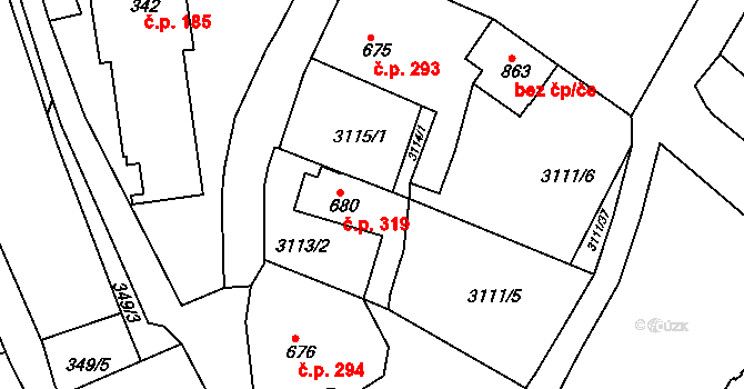 Cvikov II 319, Cvikov na parcele st. 680 v KÚ Cvikov, Katastrální mapa
