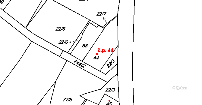 Řepnice 44, Libochovany na parcele st. 44 v KÚ Řepnice, Katastrální mapa