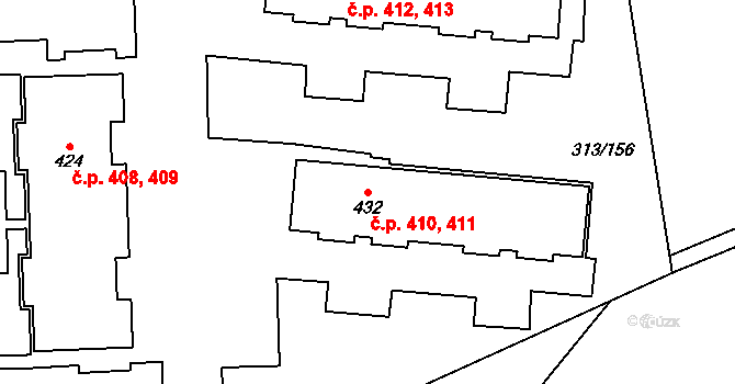 Černčice 410,411 na parcele st. 432 v KÚ Černčice u Loun, Katastrální mapa