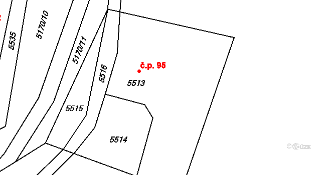 Šenov 95 na parcele st. 5513 v KÚ Šenov u Ostravy, Katastrální mapa