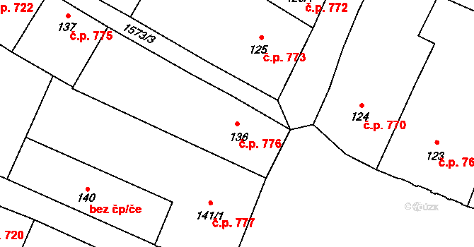 Litovel 776 na parcele st. 136 v KÚ Litovel, Katastrální mapa