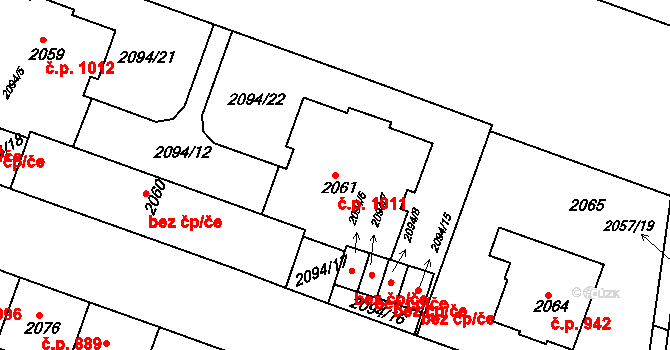 Střešovice 1011, Praha na parcele st. 2061 v KÚ Střešovice, Katastrální mapa