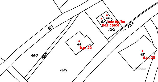 Dolní Albeřice 20, Horní Maršov na parcele st. 44 v KÚ Dolní Albeřice, Katastrální mapa