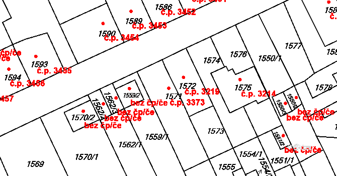 Chomutov 3373 na parcele st. 1571 v KÚ Chomutov II, Katastrální mapa