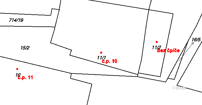 Lhota 10, Dynín na parcele st. 11/1 v KÚ Lhota u Dynína, Katastrální mapa