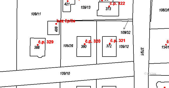 Albrechtice nad Orlicí 320 na parcele st. 380 v KÚ Albrechtice nad Orlicí, Katastrální mapa