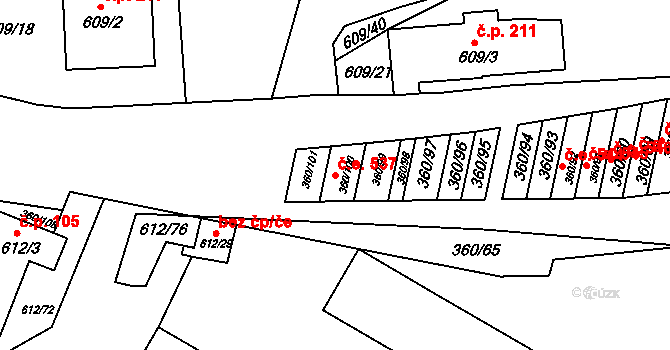 Sedlešovice 537, Nový Šaldorf-Sedlešovice na parcele st. 360/100 v KÚ Sedlešovice, Katastrální mapa