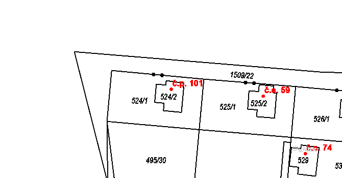 Sychotín 101, Kunštát na parcele st. 524/2 v KÚ Sychotín, Katastrální mapa