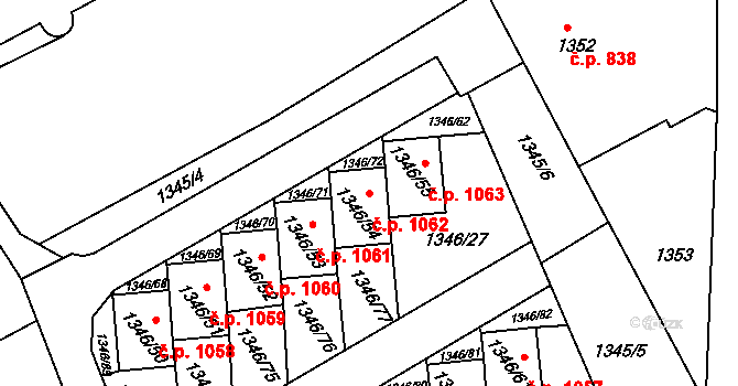 Šluknov 1062 na parcele st. 1346/54 v KÚ Šluknov, Katastrální mapa