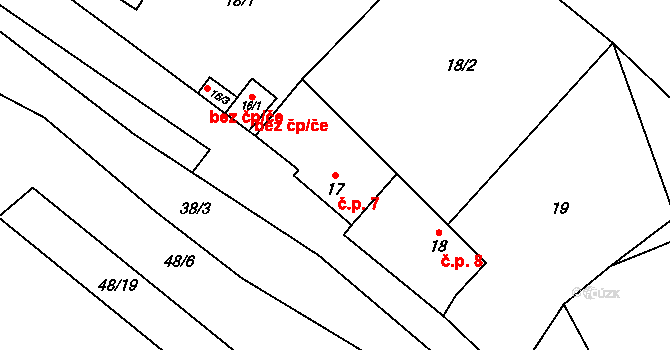 Přívlaky 7, Žiželice na parcele st. 17 v KÚ Přívlaky, Katastrální mapa