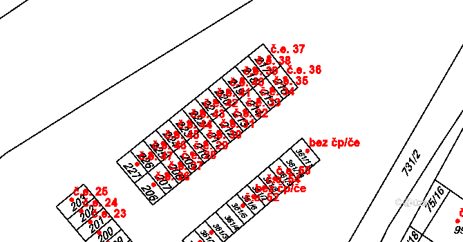 Mariánské Radčice 32 na parcele st. 212 v KÚ Mariánské Radčice, Katastrální mapa