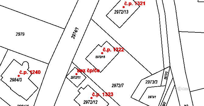 Rýmařov 1322 na parcele st. 2972/15 v KÚ Rýmařov, Katastrální mapa
