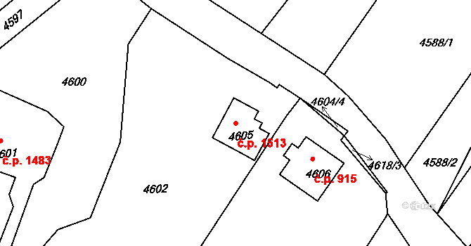 Předměstí 1513, Litoměřice na parcele st. 4605 v KÚ Litoměřice, Katastrální mapa