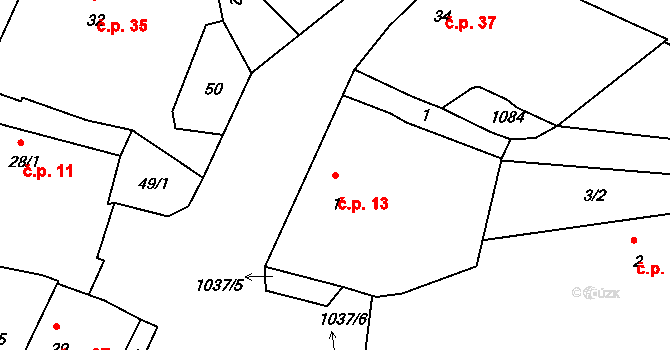 Krašovice 13, Čížová na parcele st. 1 v KÚ Krašovice u Čížové, Katastrální mapa