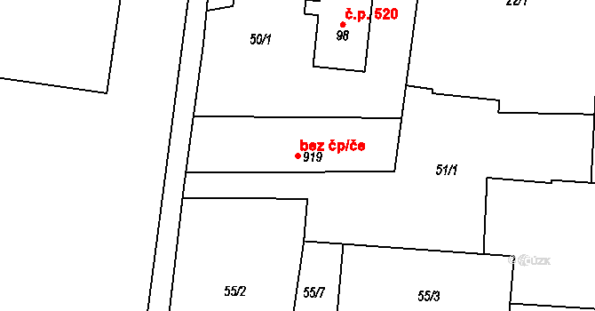 Slatiňany 38043149 na parcele st. 919 v KÚ Slatiňany, Katastrální mapa